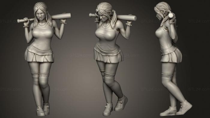 Статуэтки девушки (Чир с битой, STKGL_0707) 3D модель для ЧПУ станка